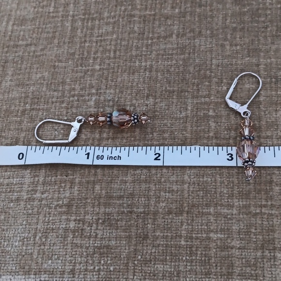 Silver Tone Leverback Beaded Earrings - Picture 3 of 6